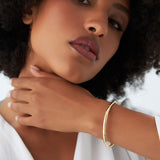 14K 4MM Dome X Cut Design Gold Bangle Ferkos Fine Jewelry