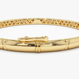 14K 4MM Dome X Cut Design Gold Bangle Ferkos Fine Jewelry