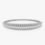 14k Chunky Ribbed Gold Bangle Bracelet 14K White Gold Ferkos Fine Jewelry