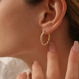 14k Twist Rope Earrings 20MM Ferkos Fine Jewelry
