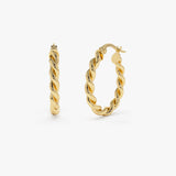 14k Twist Rope Earrings 20MM Ferkos Fine Jewelry