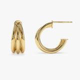 14k Triple Row Hoop Earrings Ferkos Fine Jewelry