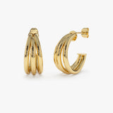 14k Triple Row Hoop Earrings Ferkos Fine Jewelry