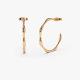 14k Large Wave Hoop Earrings 14K Rose Gold Ferkos Fine Jewelry