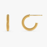 14k Unique Spiral C-Hoop Earring Ferkos Fine Jewelry
