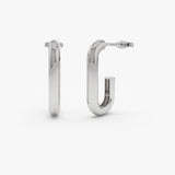 14k Bold Paper Clip Hoop Earrings 14K White Gold Ferkos Fine Jewelry