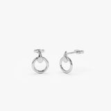 14k Dainty Circle Drop Earrings 14K White Gold Ferkos Fine Jewelry