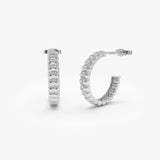 14k Gold Bubble C Hoop Earrings 14K White Gold Ferkos Fine Jewelry