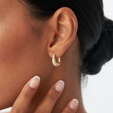 14k Gold Ribbed Teardrop Hoop Earrings  Ferkos Fine Jewelry