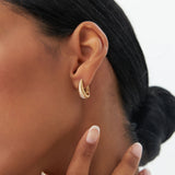 14k Gold Ribbed Teardrop Hoop Earrings Ferkos Fine Jewelry