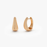 14k Gold Ribbed Teardrop Hoop Earrings 14k Rose Gold Ferkos Fine Jewelry