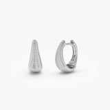 14k Gold Ribbed Teardrop Hoop Earrings 14K White Gold Ferkos Fine Jewelry