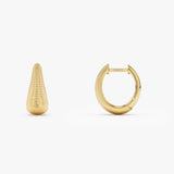 14k Gold Ribbed Teardrop Hoop Earrings Ferkos Fine Jewelry