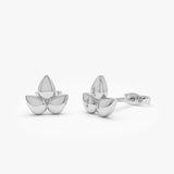 14K Trio Petal Stud Earrings 14K White Gold Ferkos Fine Jewelry