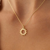 14k Solid Gold Sun Pendant Necklace Ferkos Fine Jewelry