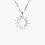 14k Solid Gold Sun Pendant Necklace 14K White Gold Ferkos Fine Jewelry