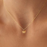14k Mini Butterfly Charm Necklace Ferkos Fine Jewelry
