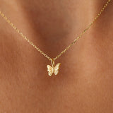14k Mini Butterfly Charm Necklace Ferkos Fine Jewelry