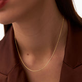 14K Gold Box Chain Necklace 1.25mm Ferkos Fine Jewelry