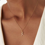 14k Plain Gold Script Initial Necklace Ferkos Fine Jewelry