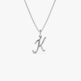 14k Plain Gold Script Initial Necklace 14K White Gold Ferkos Fine Jewelry