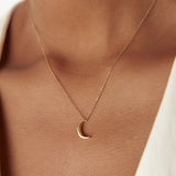 14K Half Moon Crescent Charm Necklace  Ferkos Fine Jewelry