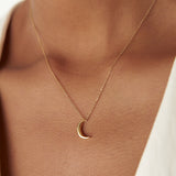 14K Half Moon Crescent Charm Necklace Ferkos Fine Jewelry
