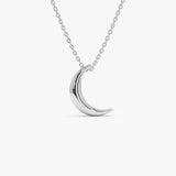 14K Half Moon Crescent Charm Necklace 14K White Gold Ferkos Fine Jewelry
