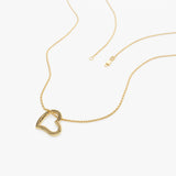 14k Gold Open Heart Shaped Charm Necklace Ferkos Fine Jewelry