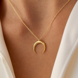 14K Plain Gold Crescent Moon Necklace Ferkos Fine Jewelry
