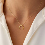 14K Plain Gold Crescent Moon Necklace Ferkos Fine Jewelry
