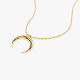 14K Plain Gold Crescent Moon Necklace Ferkos Fine Jewelry