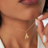 14K Solid Gold Script Font Initial Layered 3D Necklace Ferkos Fine Jewelry