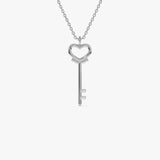 14K Heart Key Necklace 14K White Gold Ferkos Fine Jewelry