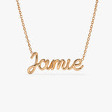 14K Wire Script Custom Name Necklace 14K Rose Gold Ferkos Fine Jewelry