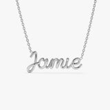 14K Wire Script Custom Name Necklace 14K White Gold Ferkos Fine Jewelry
