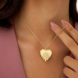 14K Solid Gold Sunburst Heart Necklace Ferkos Fine Jewelry
