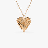 14K Solid Gold Sunburst Heart Necklace 14K Rose Gold Ferkos Fine Jewelry