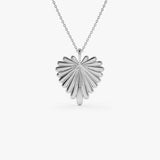 14K Solid Gold Sunburst Heart Necklace 14K White Gold Ferkos Fine Jewelry