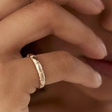 14k 3MM Unique X Cut Design Gold Wedding Ring Ferkos Fine Jewelry