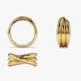 14k Solid Gold Multi-strand Crossover Ring Ferkos Fine Jewelry