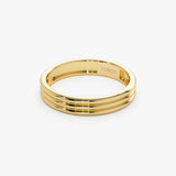 14k 3.5MM Multi Lined Gold Wedding Ring Ferkos Fine Jewelry