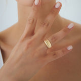 14k Gold Chunky Ribbed Statement Ring Ferkos Fine Jewelry
