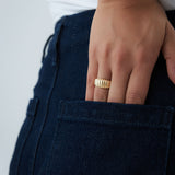 14k Gold Chunky Ribbed Statement Ring Ferkos Fine Jewelry