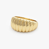 14k Gold Chunky Ribbed Statement Ring Ferkos Fine Jewelry