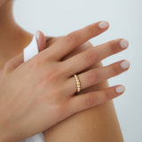 14k 4MM Beaded Graduating Ring Ferkos Fine Jewelry
