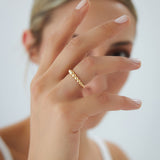 14k 4MM Beaded Graduating Ring Ferkos Fine Jewelry