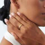 14K Stackable Ribbed Woven Gold Ring Ferkos Fine Jewelry