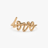 14K Gold Script Love Ring 14K Rose Gold Ferkos Fine Jewelry