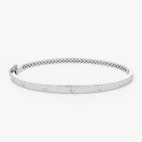 14k 3MM Flat Flush Setting Stacking Diamond Bangle 14K White Gold Ferkos Fine Jewelry